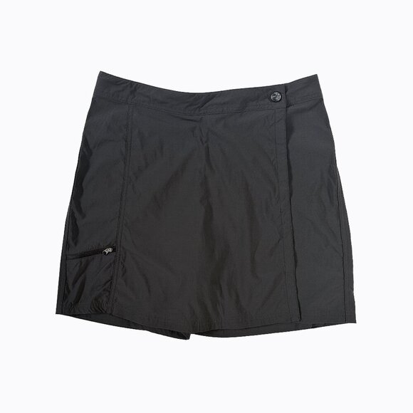 LL Bean Mini Wrap Skort Short Black Sporty Casual Golf Tennis Preppy Outdoor Sz8 - Picture 1 of 11